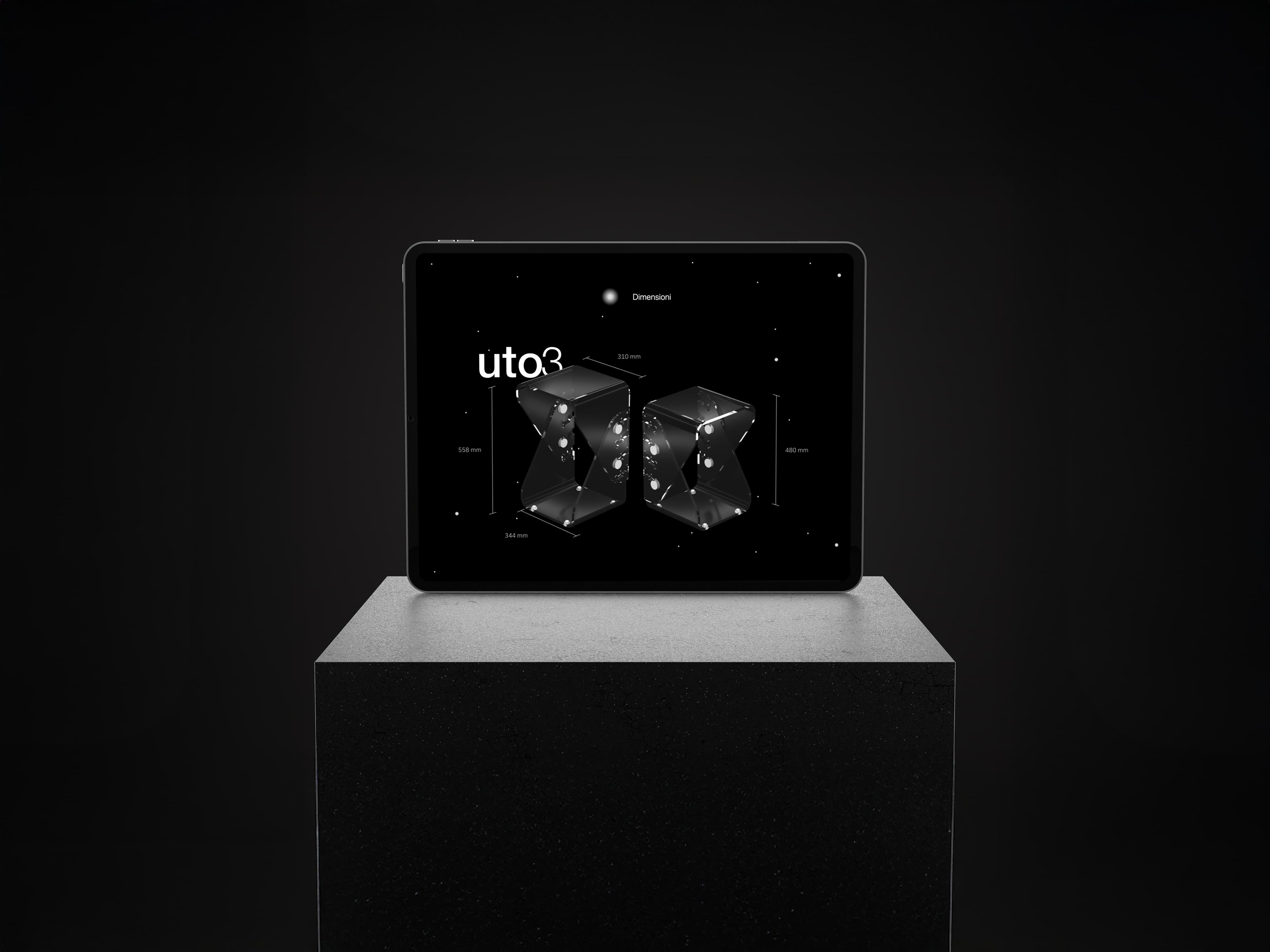 La sezione dimensioni di Sacith Lab su un tablet