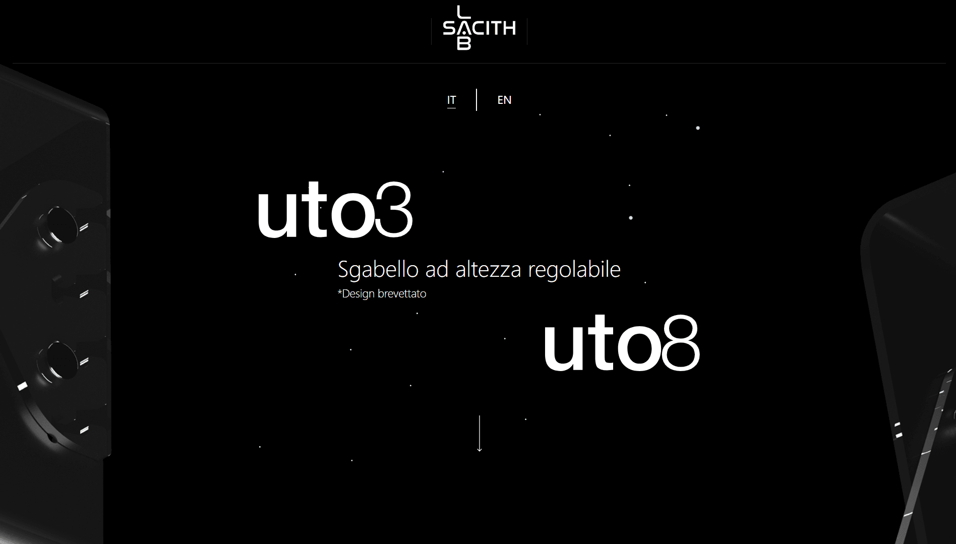 La homepage di Sacith Lab con il selettore di lingua italiano e inglese